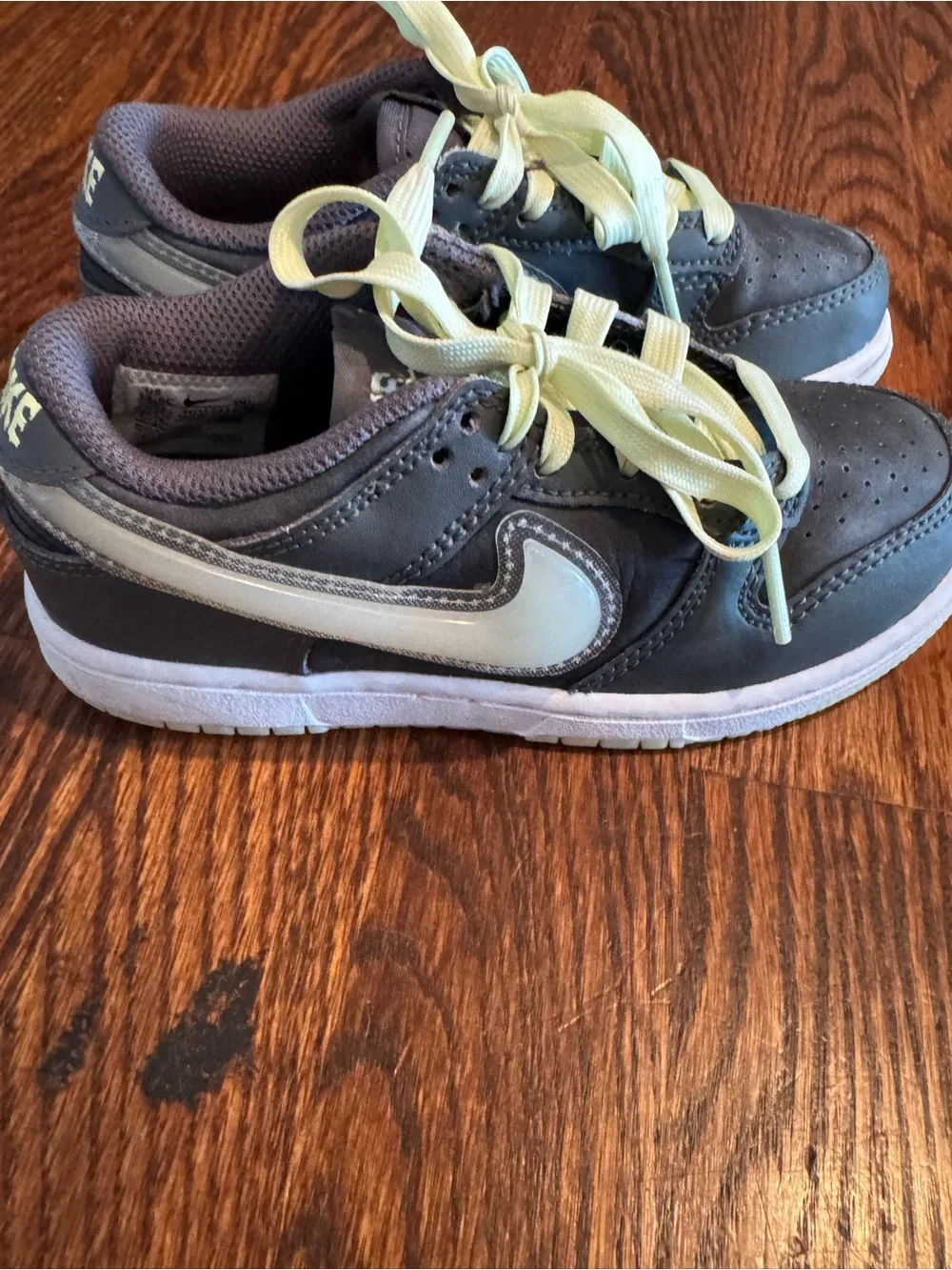 Nike Kids Gray Sneakers with Pale Yellow Laces